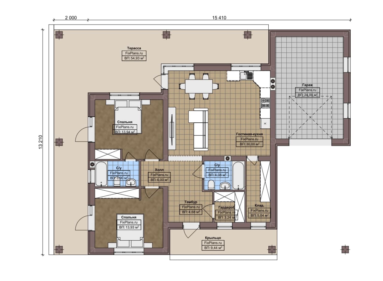 Планировка Одноэтажный дом F-3275