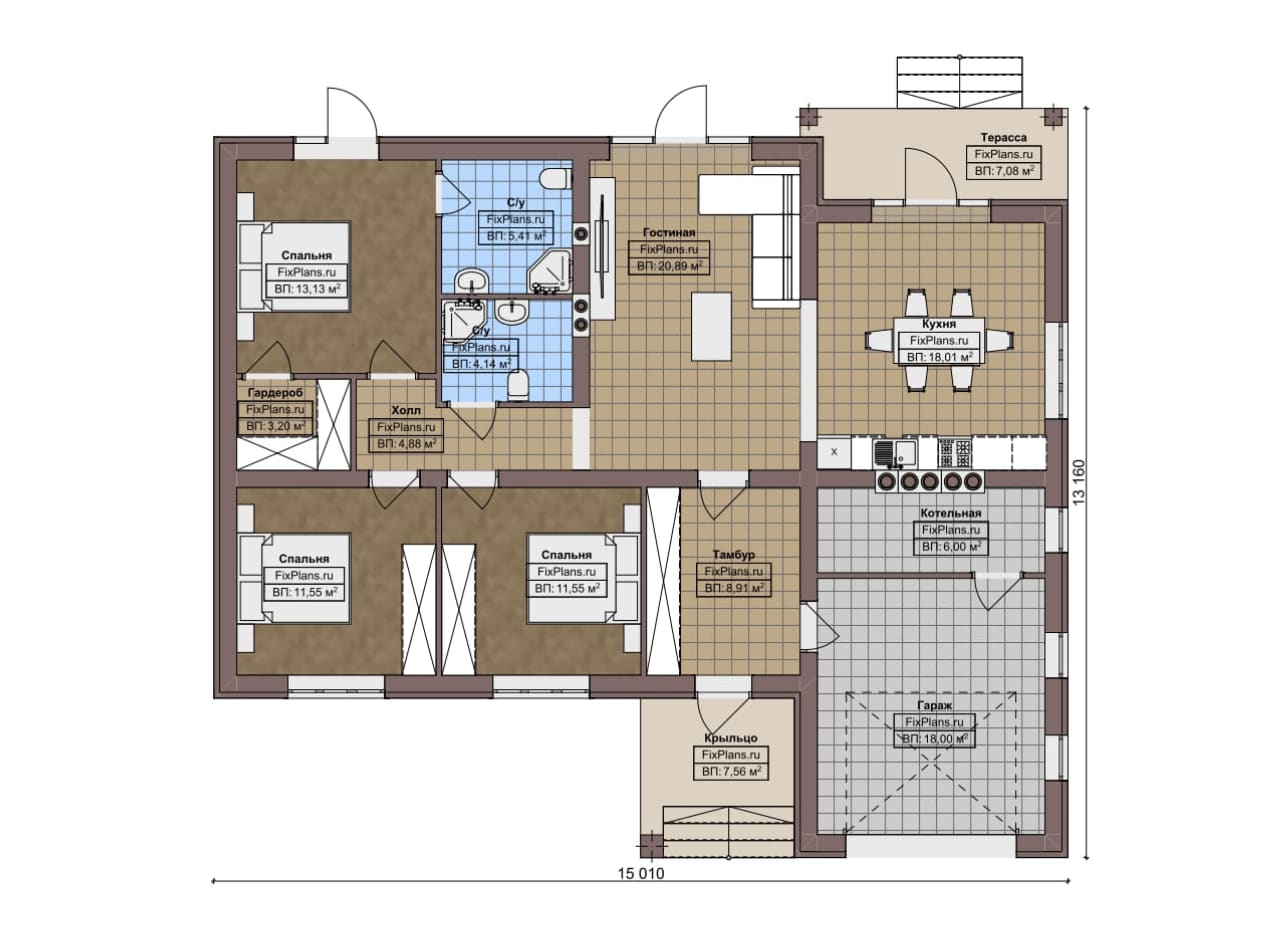 Планировка Одноэтажный дом F-7469