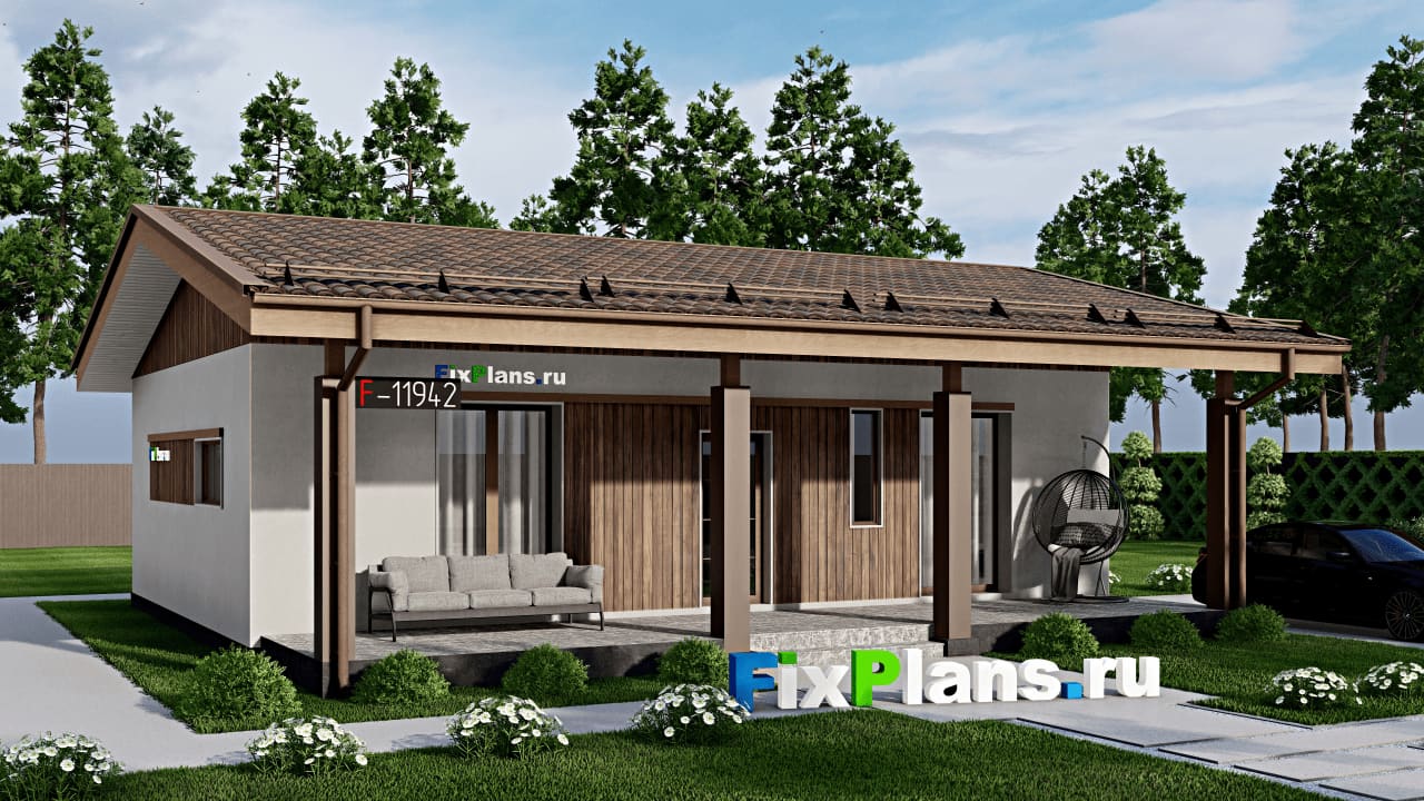 Одноэтажный дом F-11942 — фасад