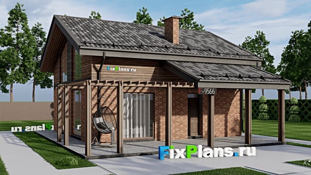Одноэтажный дом с мансардой  F-9566