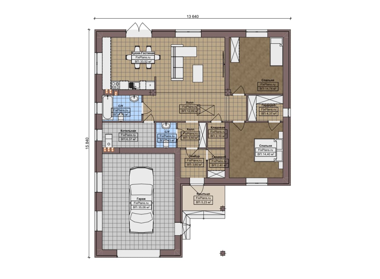 Планировка Одноэтажный дом F-18242