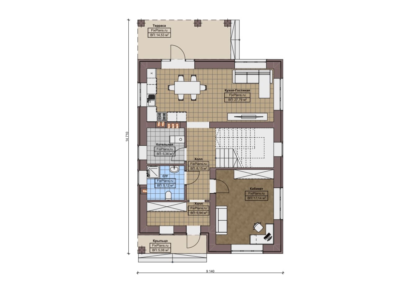 Планировка Одноэтажный дом F-19007