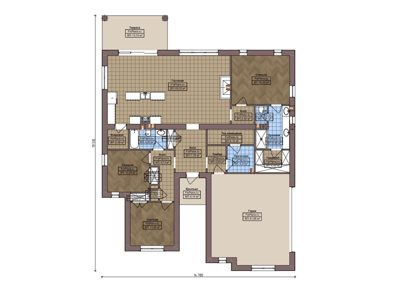 Планировка Одноэтажный дом F-20852