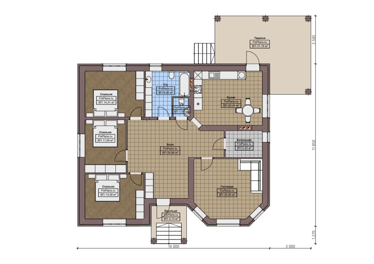 Планировка Одноэтажный дом F - 1556