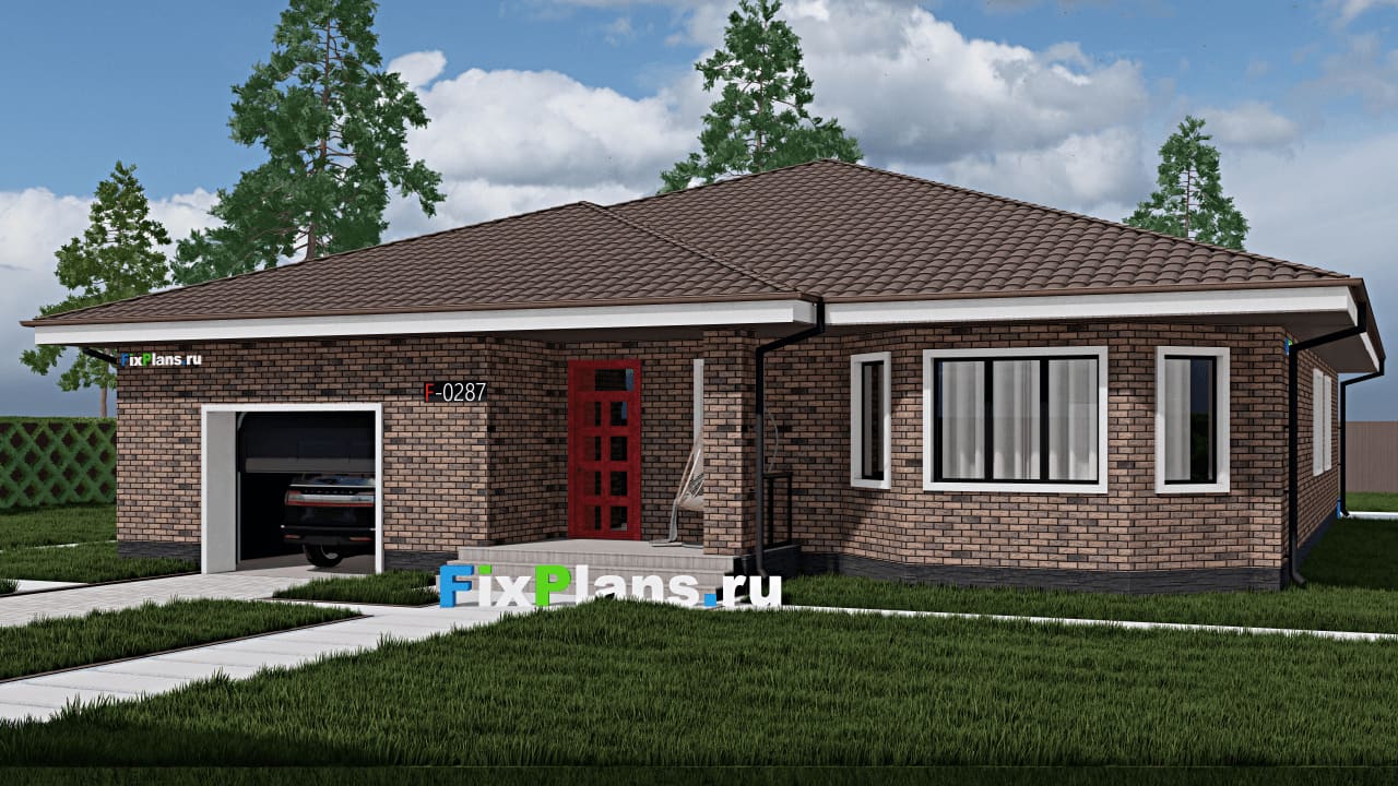 Одноэтажный дом F - 0287 — фасад